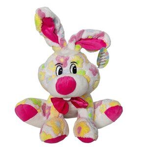 Easter Bunny Rabbit Flower Pattern Multicolor Spring Plush Stuffed Animal 15"